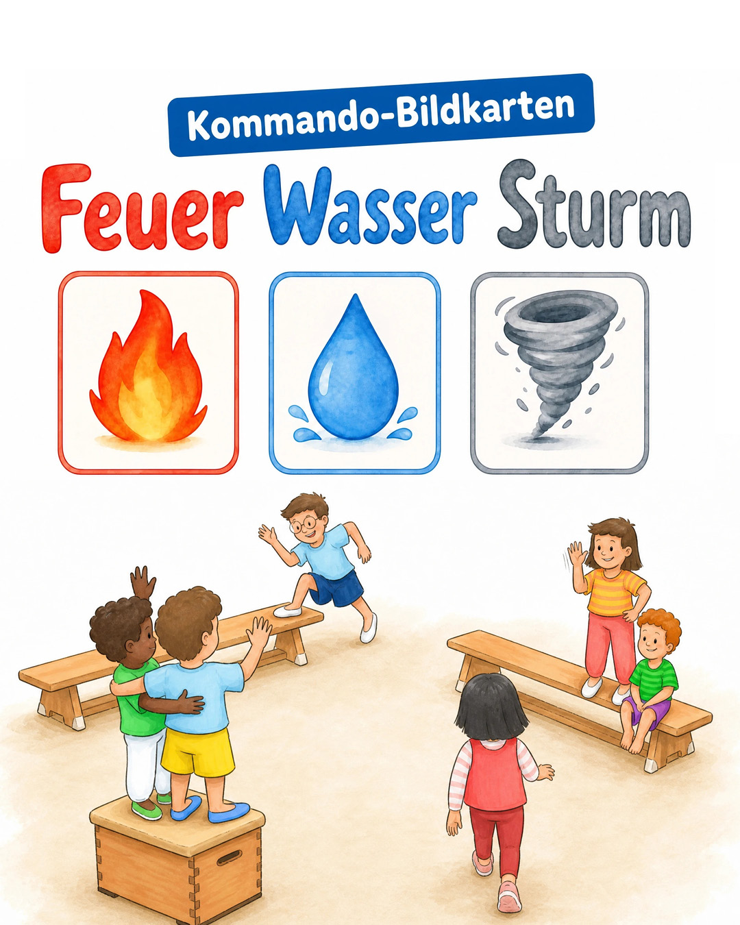 Bewegungsspiel - Feuer, Wasser, Sturm