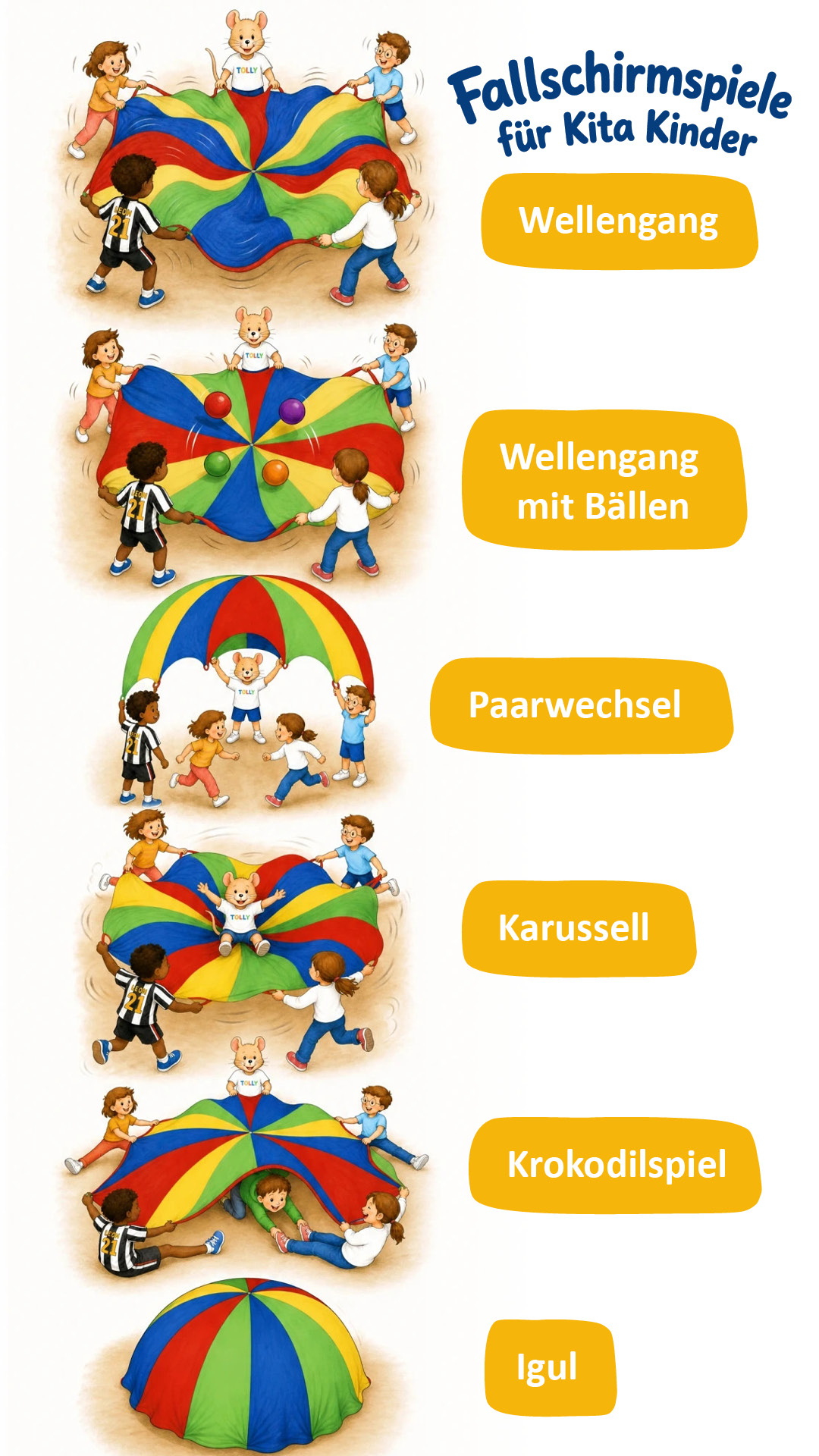Fallschirmspiele im Kinderturnen